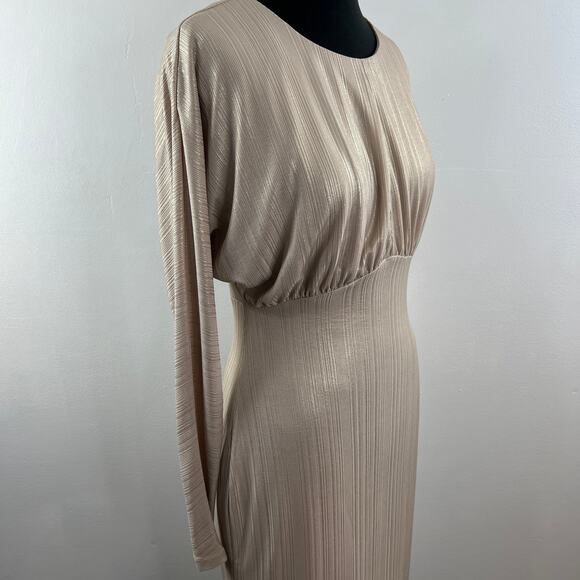 NWT Alexia Admor Champagne Gold Shimmer Long Sleeve Blouson Cocktail Dress M - Picture 5 of 10